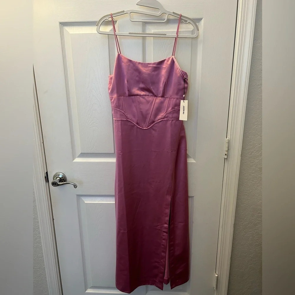 ! NWT Jason Wu Satin Slip Midi Corset Dress with Square Neckline - Size sm…